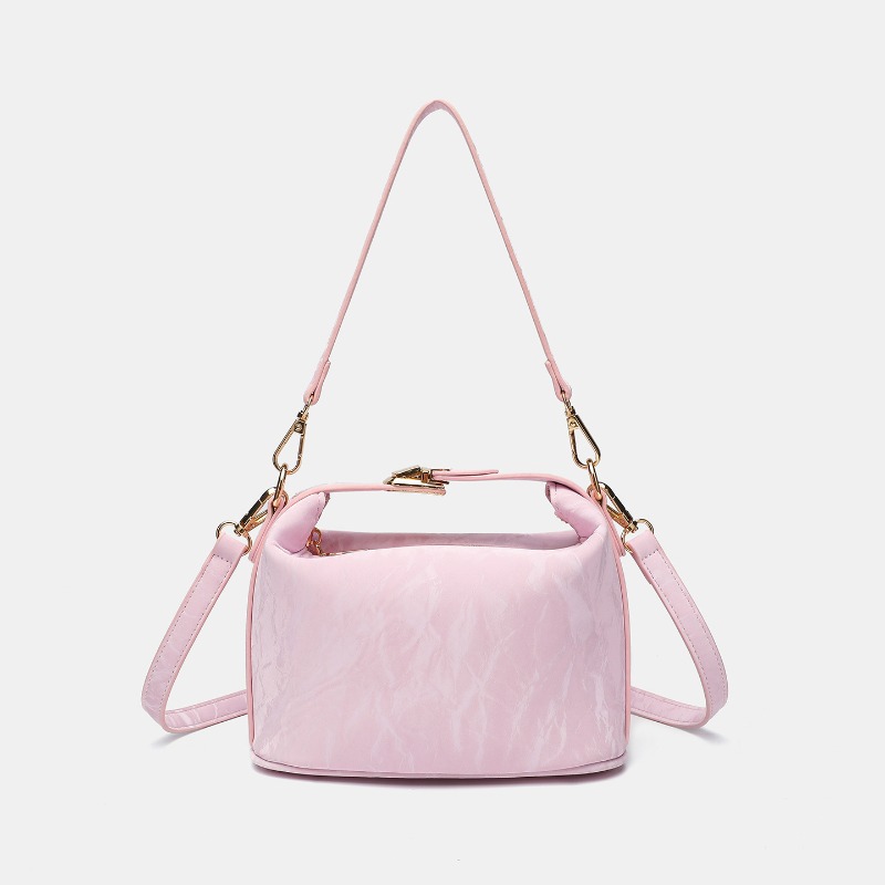 Top Handle Patent Bag - Kadın Pembe Rugan Deri Mini Çapraz