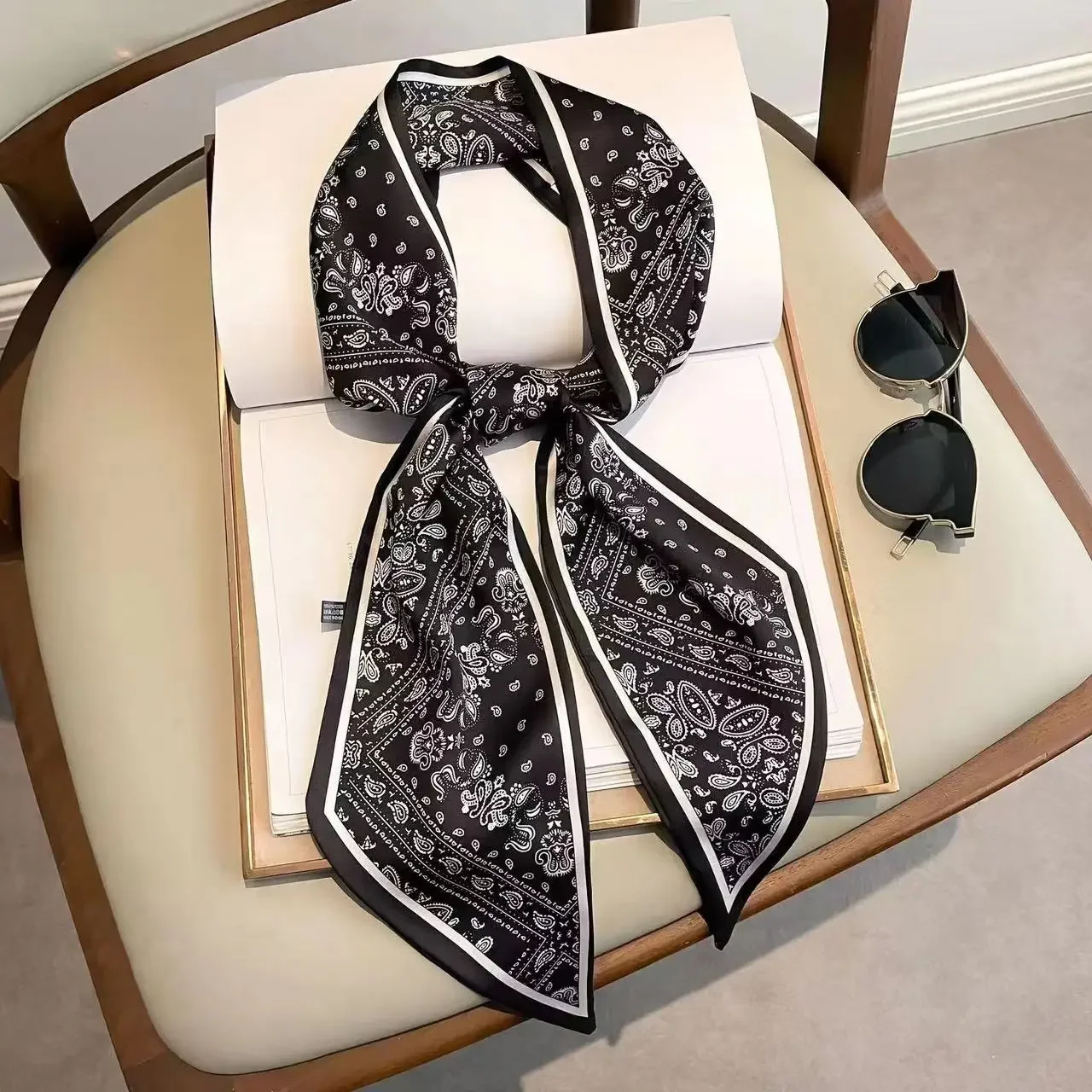 Luxury Bags For Travel - Tasarım Baskılı İnce Eşarp Ekose At