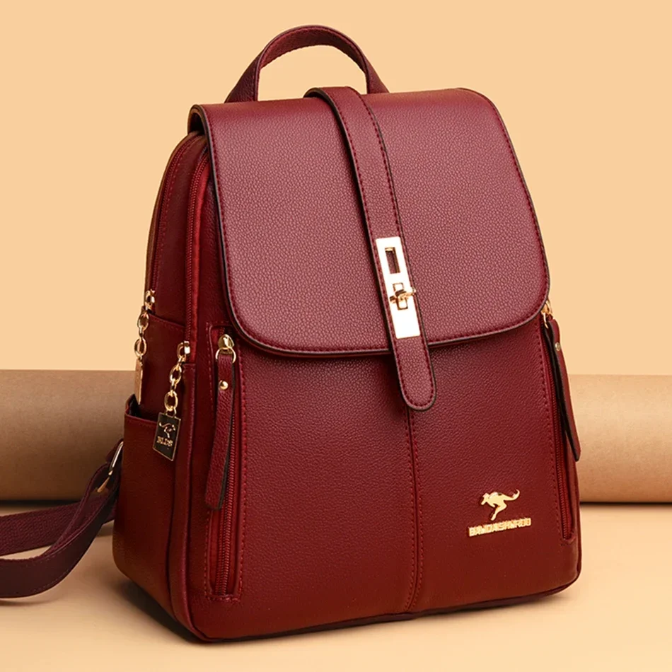 Luxury Bags For Travel - Kadın Deri Büyük Kapasiteli Sırt Çantası