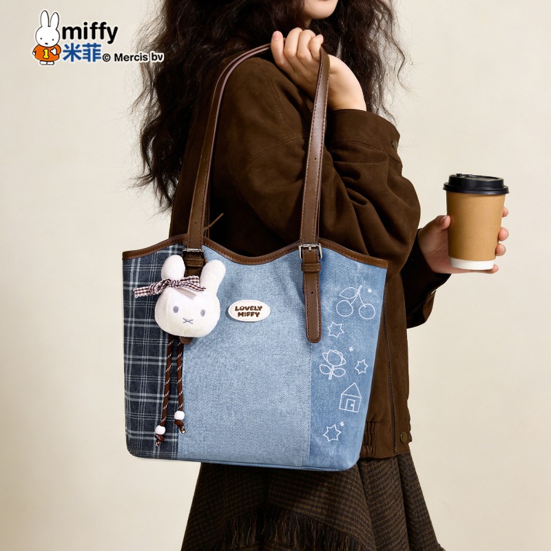 Luxury Bags Edit - Miffy Kawaii Anime Eklemeli Ekose Kovboy