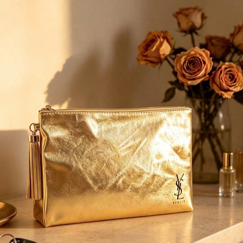 Luxury Bags For Travel - YSL Altın Kozmetik Çantası, Taşınabilir Su