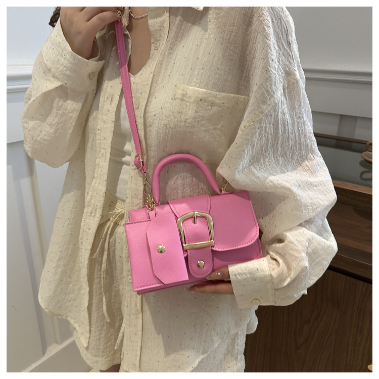 Top Handle Patent Bag - Barbie Pembe Mini PU Deri Çanta