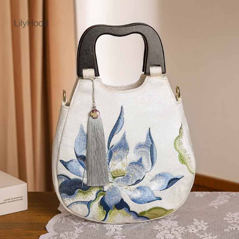 Luxury Bags Medium Size - Kadın Retro Şık Çiçek Nakış Saçaklar