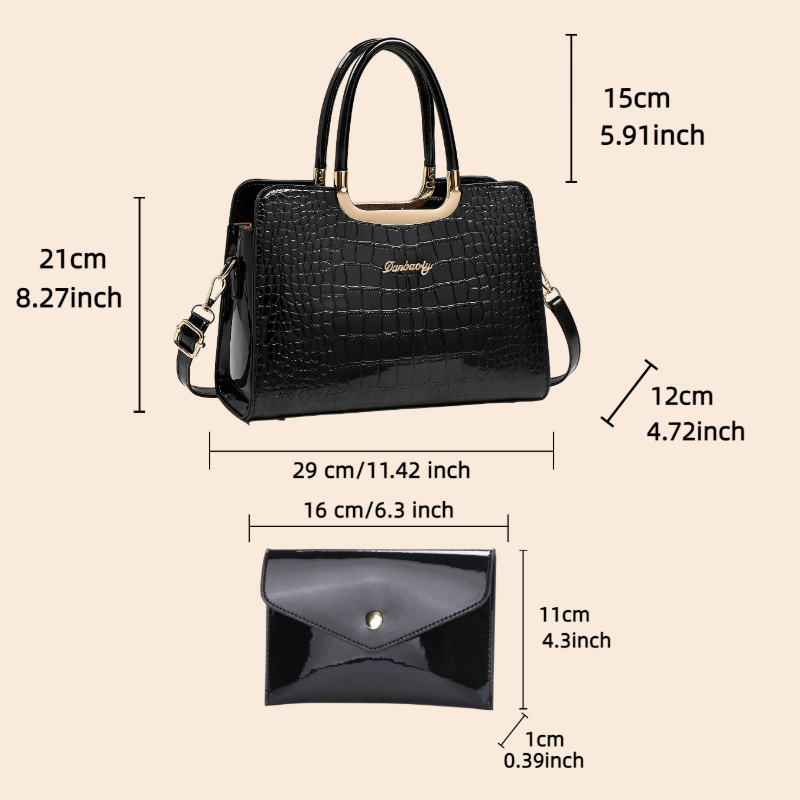 2 parçalı kadın çanta seti, ti - Top Handle Patent Bag incelemesi ve fiyatı